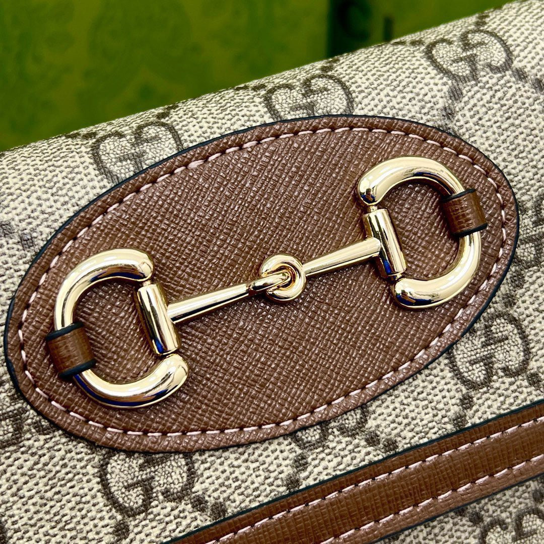 GUCCI Brown Saddle Buckle Handbag 19x10.5x3.5cm mysite