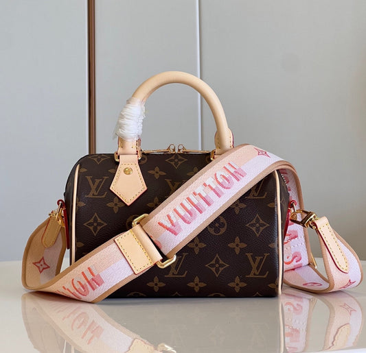 Louis Vuitton Speedy Bandouli¨¨re 20 Monogram Pink Strap - 20.5 x 13.5 x 12.0 cm mysite