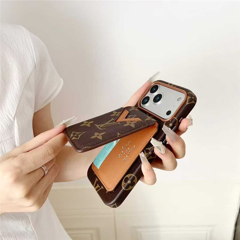 Lv Leather Card Holder Phone Case For iPhone 17 / 16 / 15 / 14/ 13s mysite