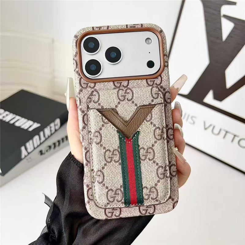 Lv Leather Card Holder Phone Case For iPhone 17 / 16 / 15 / 14/ 13s mysite