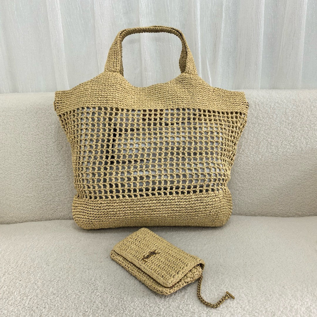 SAINT LAURENT YSL Raffia Icare Tote Bag mysite