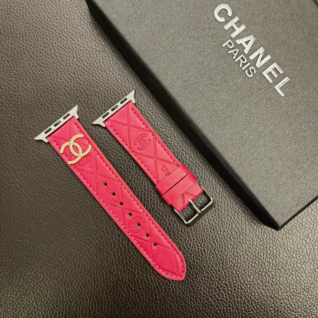 Luxury Gold Monogram 3D Embossed Leather Apple Watch Strap mysite