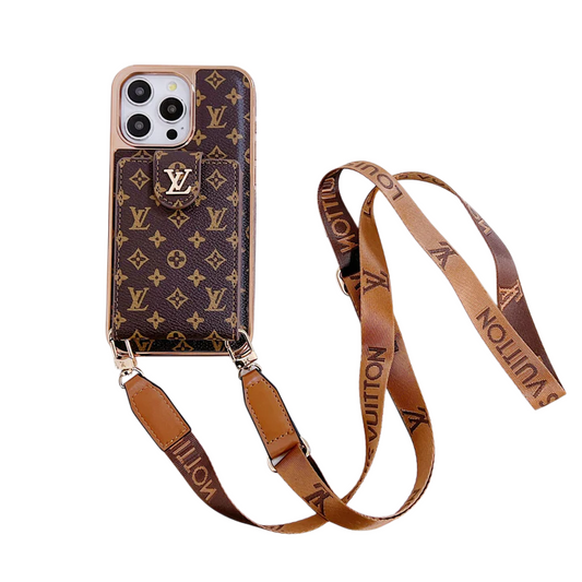 LUXURY ELECTROPLATING MONOGRAM CARD HOLDER CROSSBODY IPHONE CASEs mysite