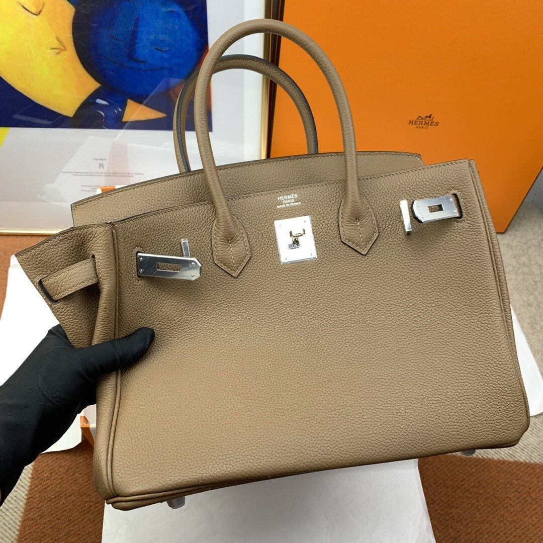 Hermes Birkin 30 Togo Etoupe Bag Silver Hardware Handbags (11.8in30cm) mysite