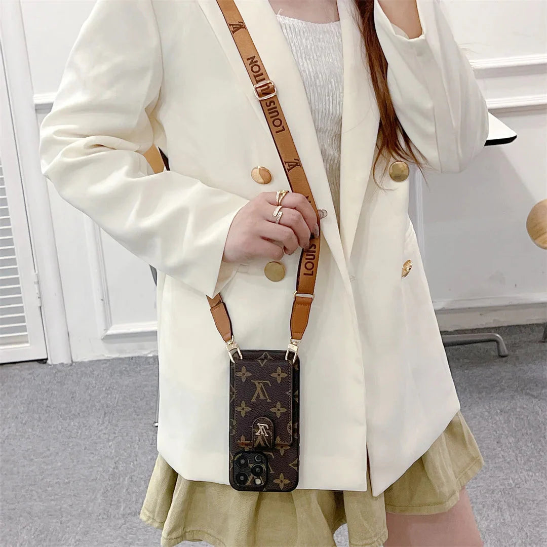 Monogram Canvas Leather Button Card Holder Crossbody iPhone Cases mysite