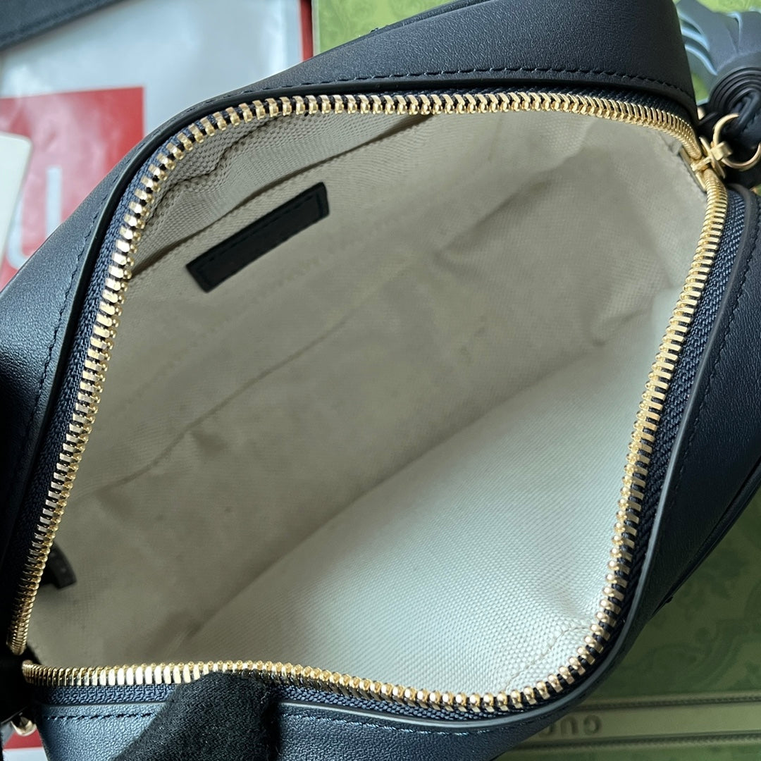 Gucci Blondie Small Shoulder Dark Blue Leather Bag - 21x15.5x5cm mysite