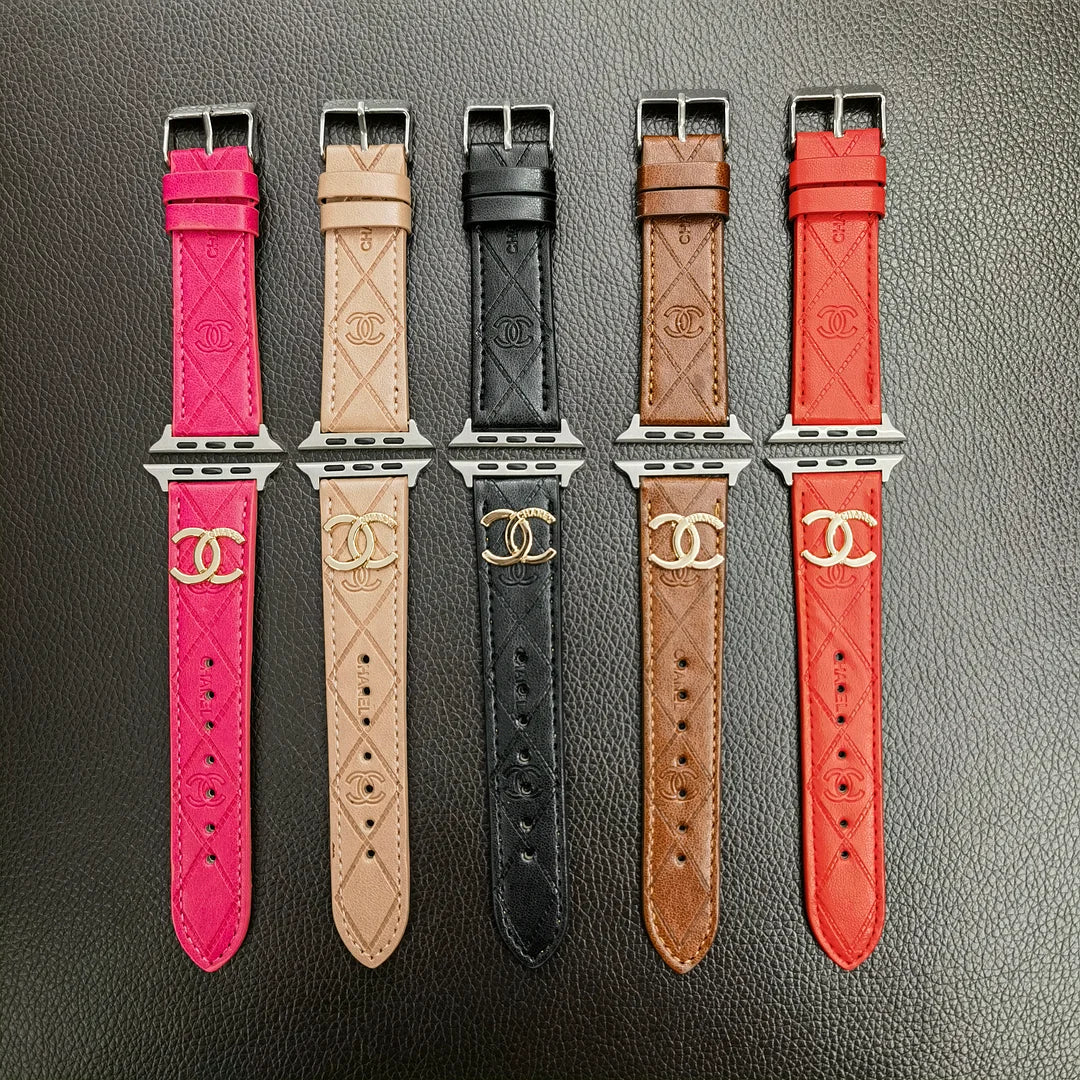 Luxury Gold Monogram 3D Embossed Leather Apple Watch Strap mysite