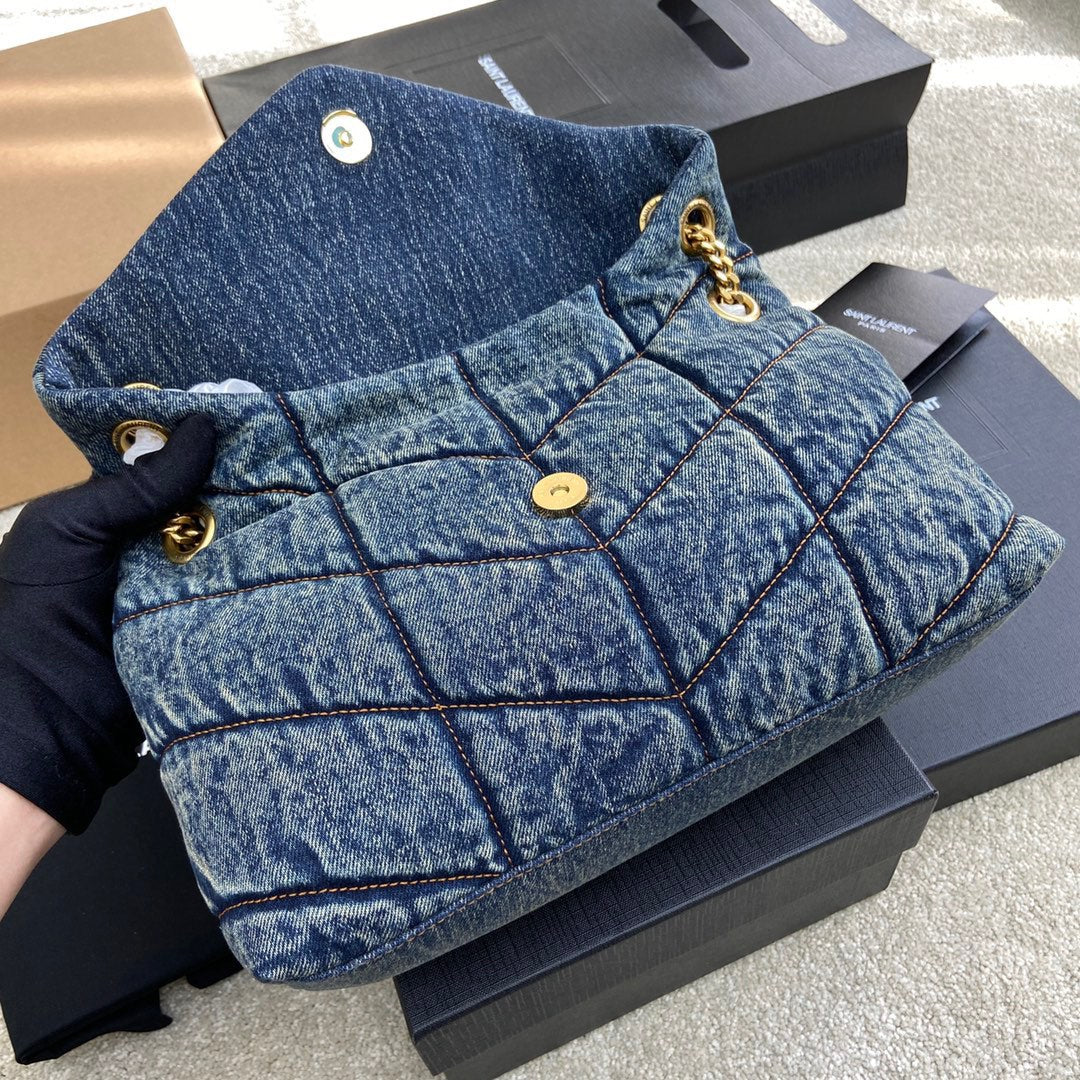 YSL Puffer Denim Bag - 29¡Á17¡Á11cm mysite