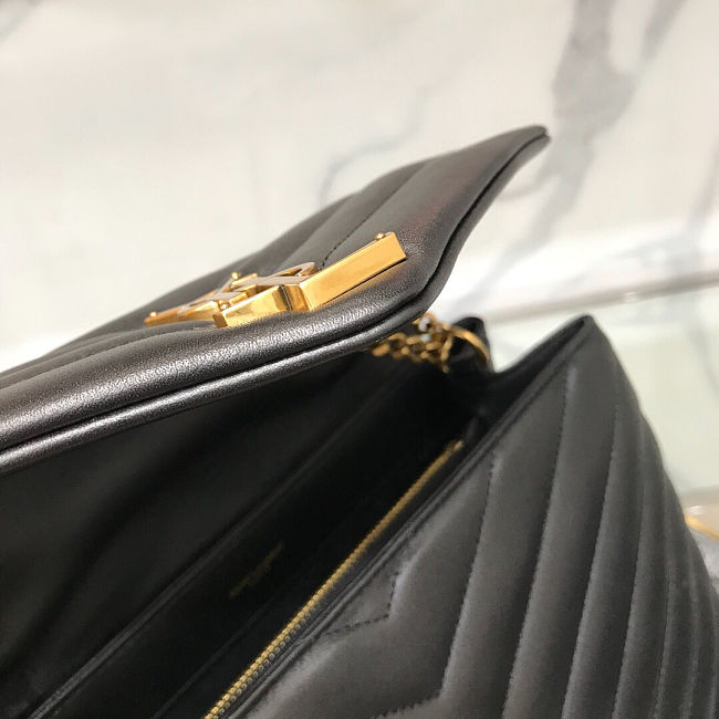 YSL Medium 32 Loulou Bag Black in Gold 32x22x11cm mysite