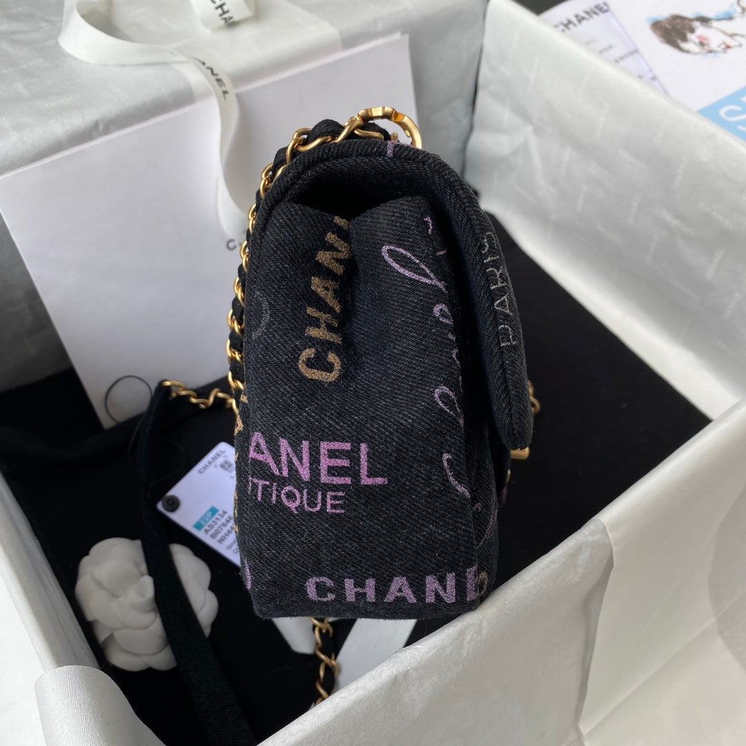 CHANEL  Small Flap Bag Black Denim AS3134 - 23 x 14 x 8cm mysite