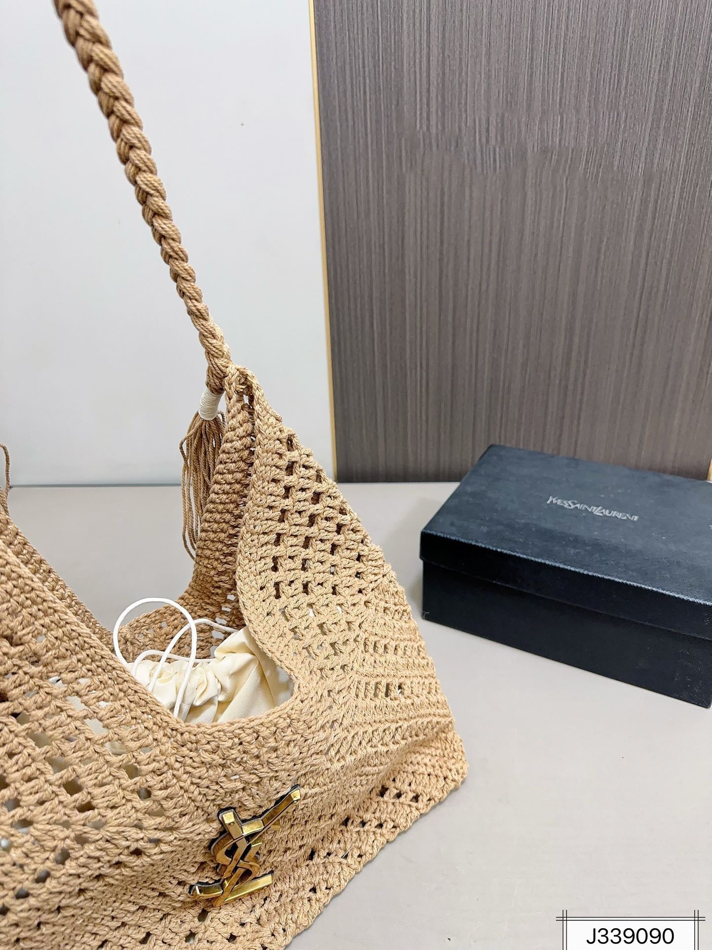 SAINT LAURENT YSL Raffia Tote Bag Beach Casual 37x22cm mysite