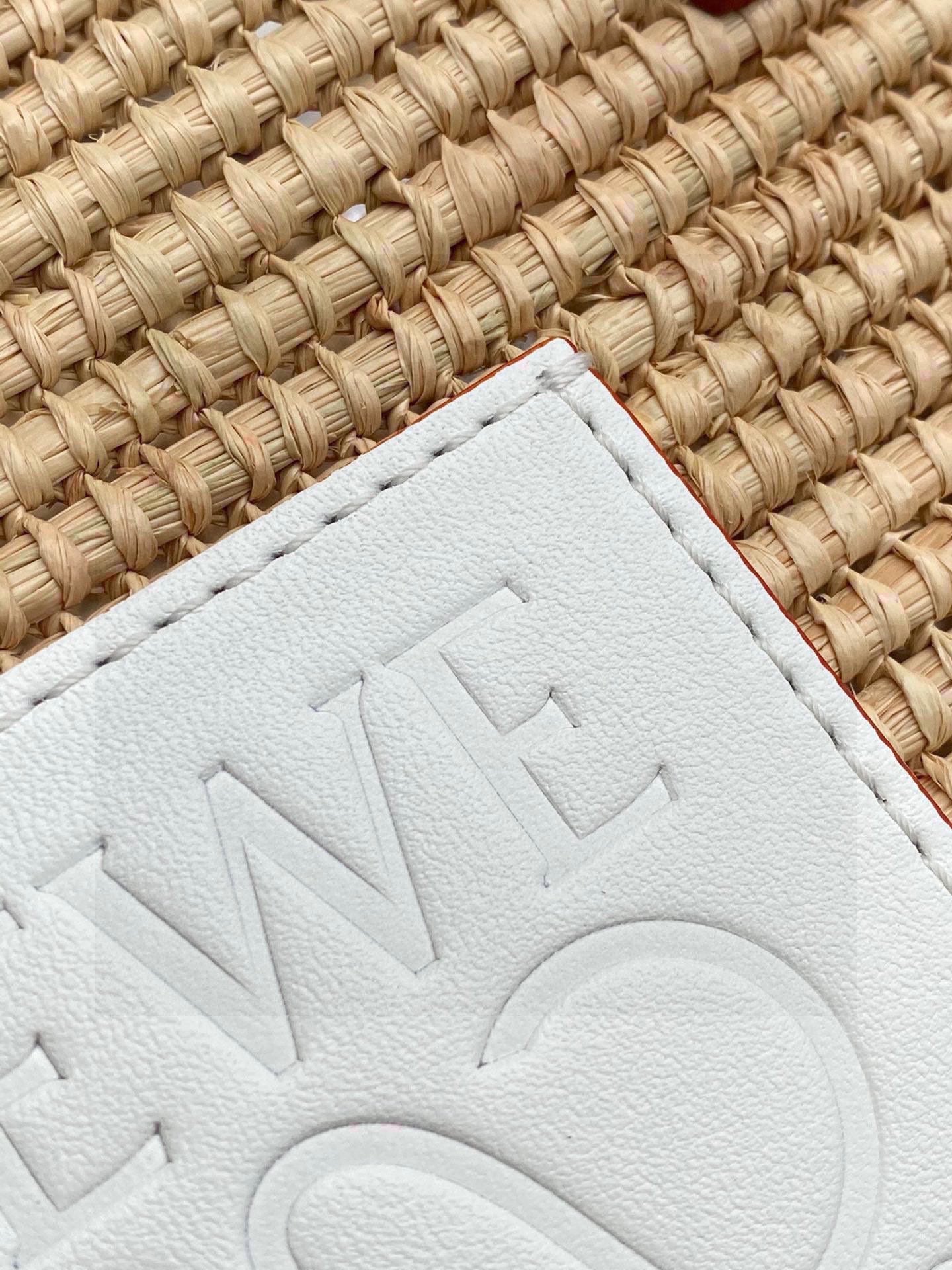 Loewe Small Square Basket Bag In Raffia And Calfskin NaturalWhite mysite