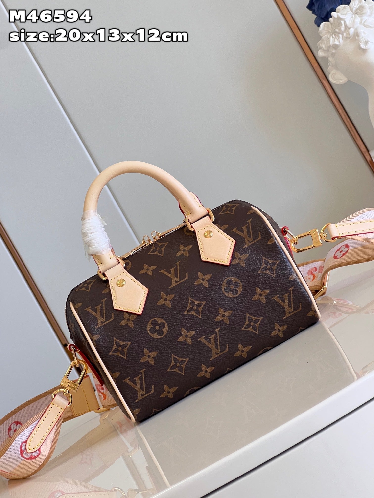 Louis Vuitton Speedy Bandouli¨¨re 20 Monogram Pink Strap - 20.5 x 13.5 x 12.0 cm mysite