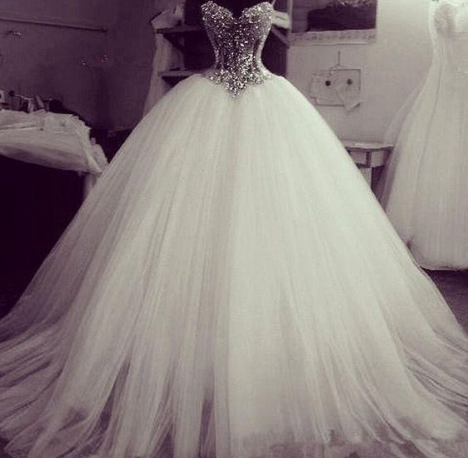 Gorgeous Crystal Beading Tulle Ball Gown prom dress Wedding Dresses cg1020s mysite