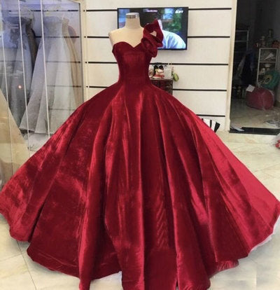 Charming One Shoulder Red Formal Ball Gown Prom Dress, Evening Dress   cg10551s mysite