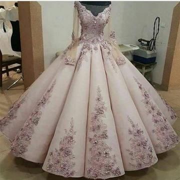 Charming Lace Embroidery Long Sleeves Ball Gown Prom Dress   cg11798s mysite