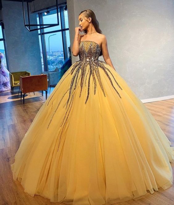 Absolutely stunning yellow ball gown Prom Dress    cg13714s mysite