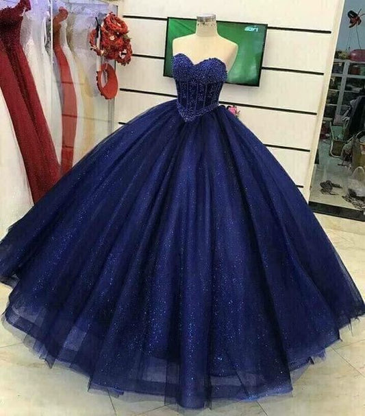 Gorgeous Beading Sweetheart neck Tulle Quinceanera Dresses, Blue Ball Gown prom dress   cg17458s mysite