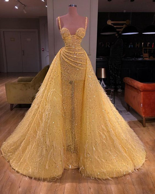 Elegant tulle ball gown prom dresses long yellow evening gown    cg19863s mysite