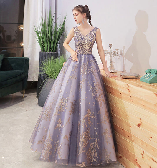 STYLISH V NECK TULLE SEQUINS LONG BALL GOWN PROM DRESS    cg21312s mysite