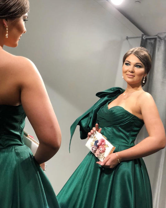 Gorgeous One Shoulder Hunter Green Ball Gown prom dress, evening dress    cg21602s mysite