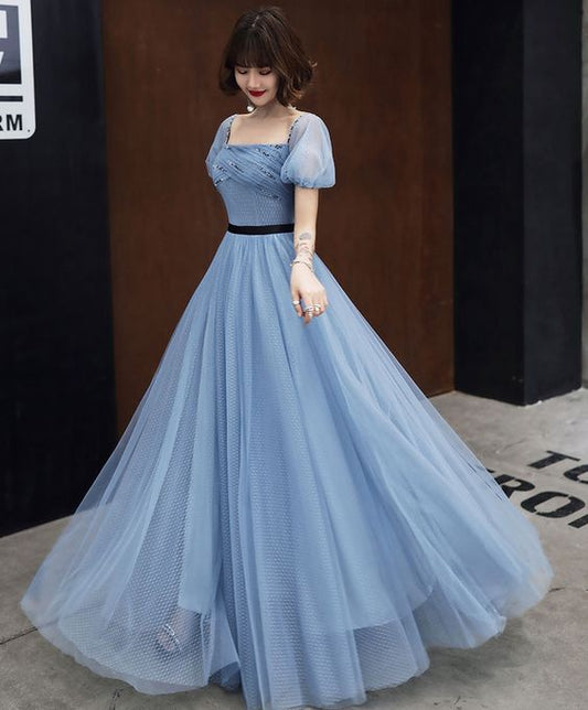 Elegant Blue Tulle Long Ball Gown prom Dress Evening Dress    cg21894s mysite