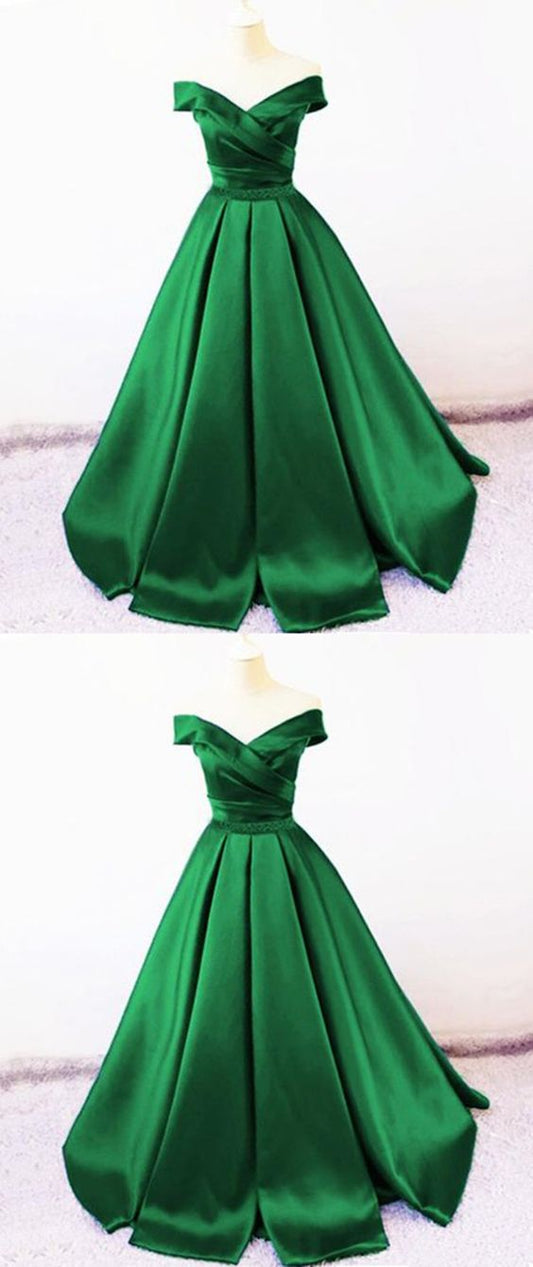 Sexy V Neck Off The Shoulder Satin Ball Gown Prom Dress Beaded Sashes   cg21958s mysite
