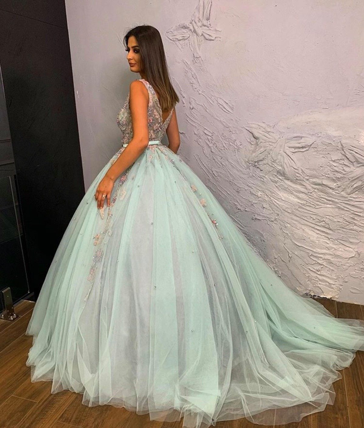 Elegant Crystal Embellished Tulle Ball Gown Prom Dresses       cg23669s mysite