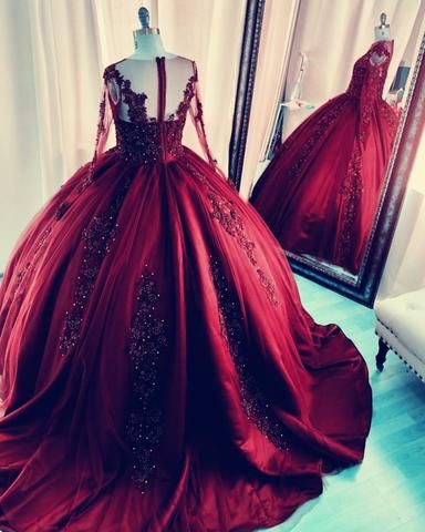 Long Sleeves Ball Gown prom dress Quinceanera Dresses Lace Appliques       cg23739s mysite