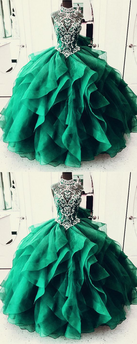 O-Neck Sleeveless Top Beads Ball Gown prom dress ,Tulle Quinceanera Dress  cg6339s mysite