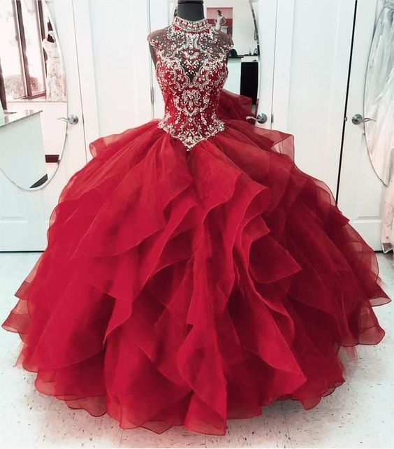 O-Neck Sleeveless Top Beads Ball Gown prom dress ,Tulle Quinceanera Dress  cg6339s mysite