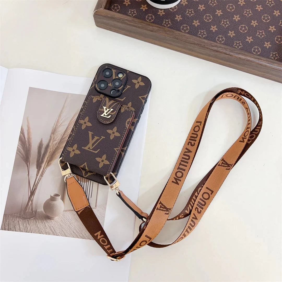 Monogram Canvas Leather Button Card Holder Crossbody iPhone Cases mysite
