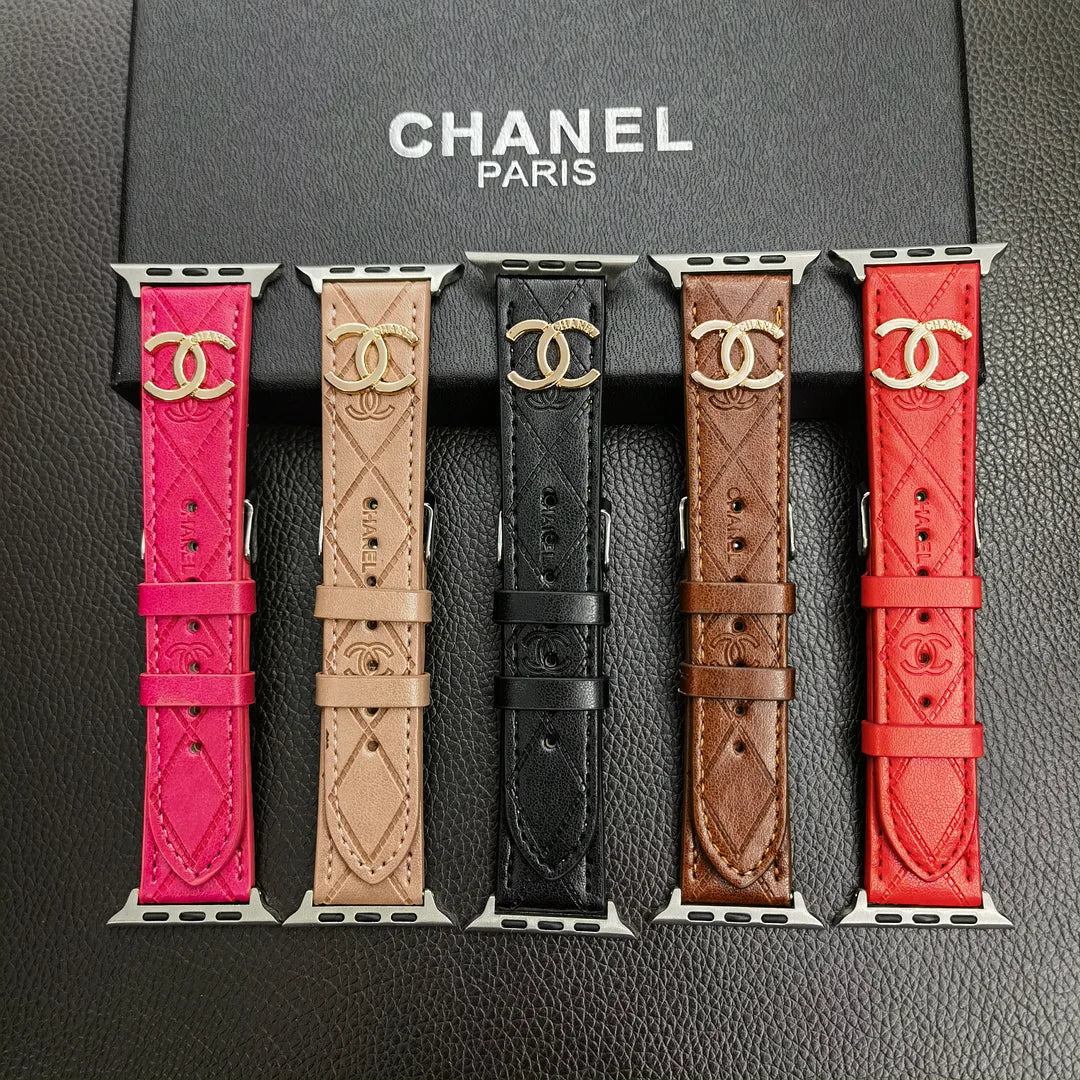 Luxury Gold Monogram 3D Embossed Leather Apple Watch Strap mysite