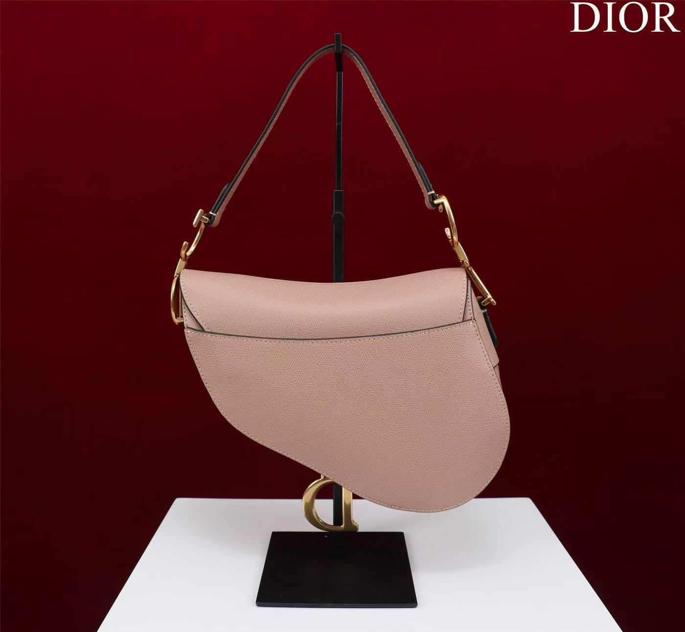 CD Saddle Bag with Strap Blush Pink Grained Calfskin mysite