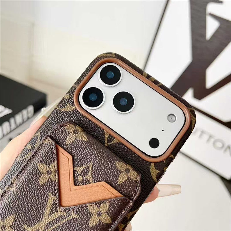 Lv Leather Card Holder Phone Case For iPhone 17 / 16 / 15 / 14/ 13s mysite