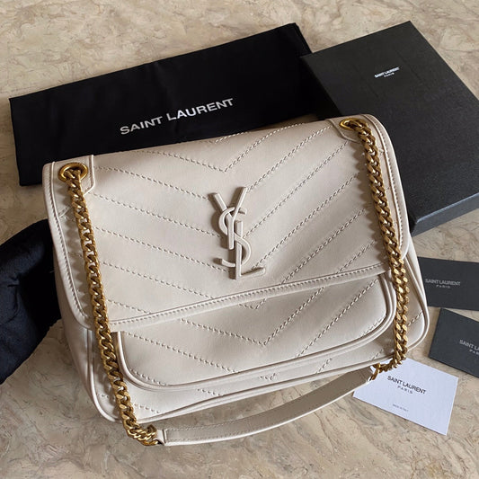 YSL Niki Medium Chain Bag In Lambskin Blanc Vintage - 28 X 20 X 8,5 CM mysite