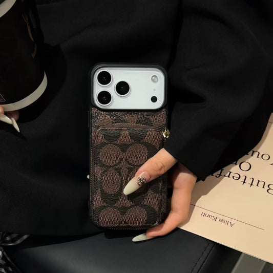 Luxury Leather Case Coach Card Holder For iPhone 17 / 16 / 15 / 14s mysite