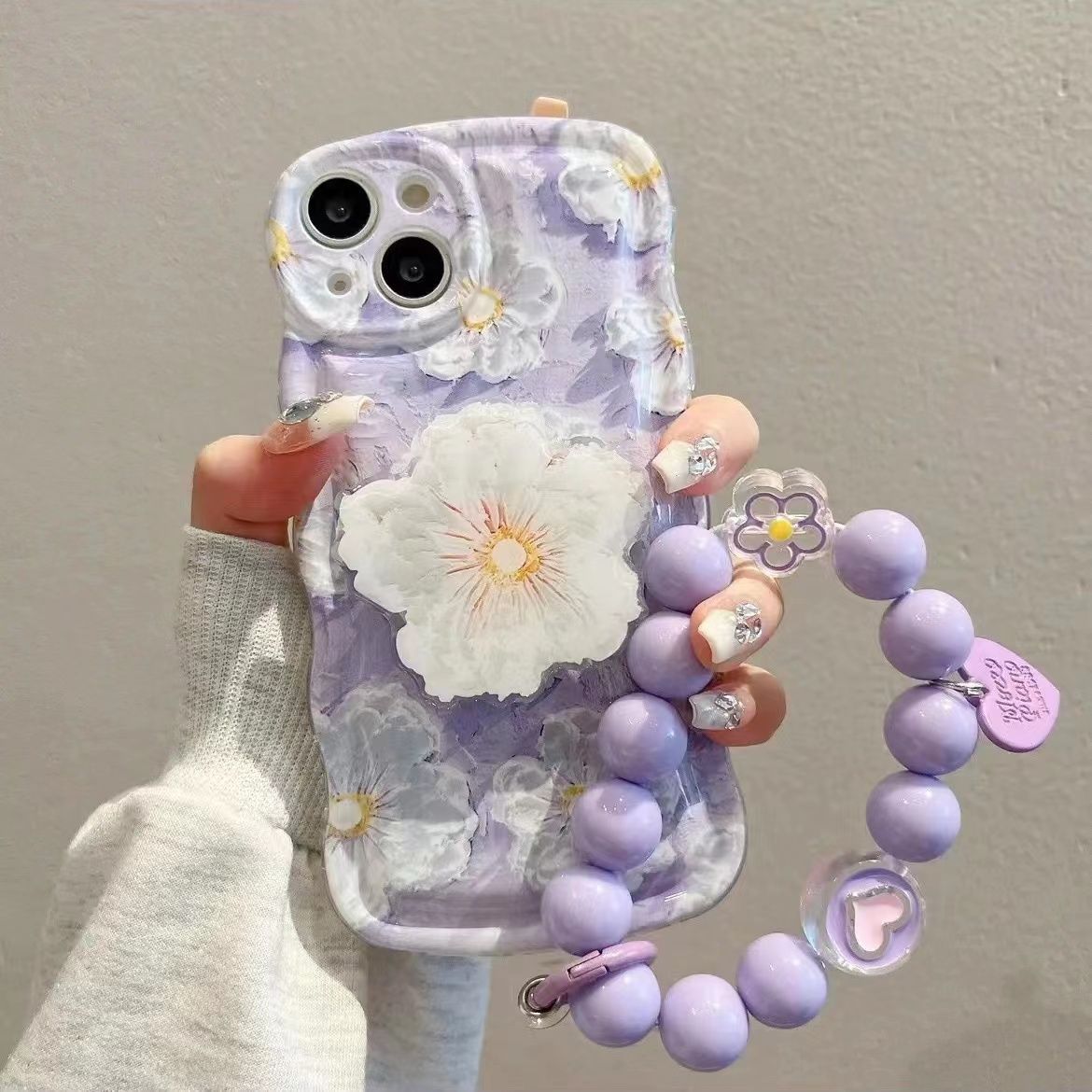 Oil Painting Flower With Bracket & Wristband For iPhone Case mysite