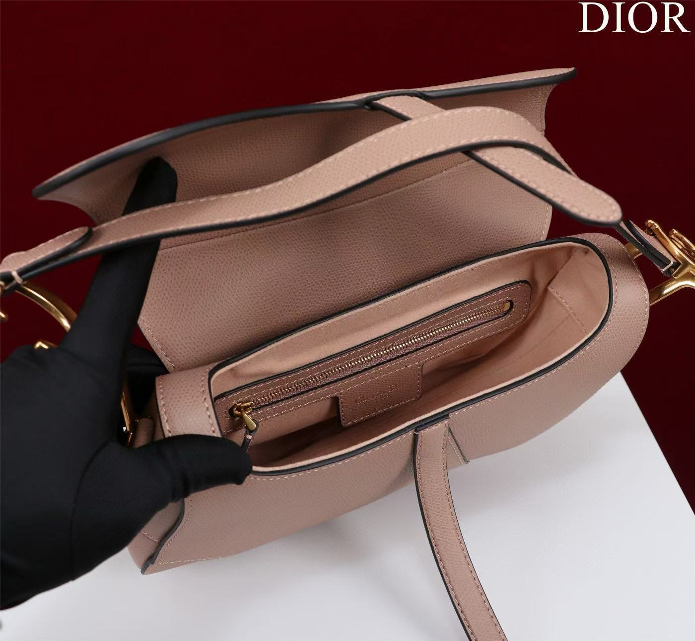 CD Saddle Bag with Strap Blush Pink Grained Calfskin mysite
