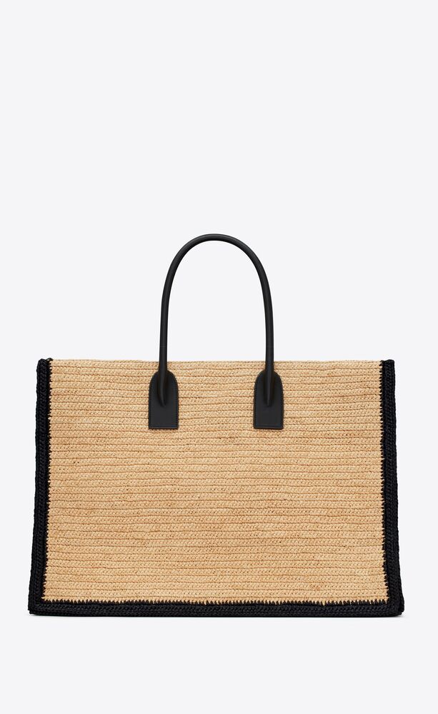 Saint Laurent RIVE GAUCHE TOTE BAG IN RAFFIA AND LEATHER mysite