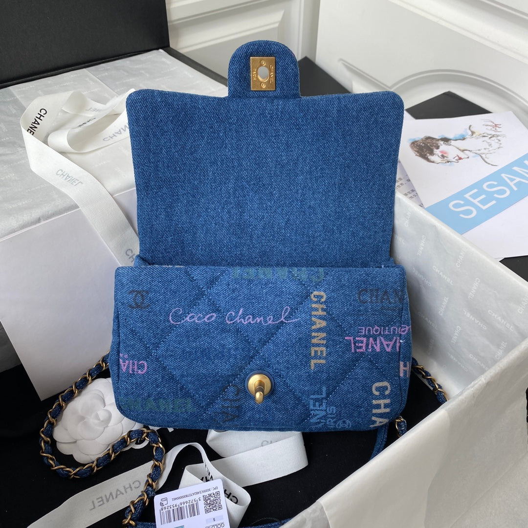 CHANEL  Small Flap Bag Blue Denim AS3134 - 23 x 14 x 8cm mysite