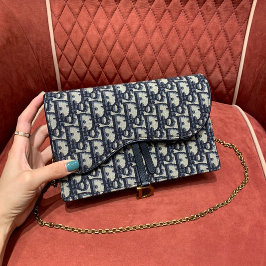 Dior Saddle Pouch Blue Dior Oblique Jacquard - 22 x 14.5 x 4.5 cm mysite