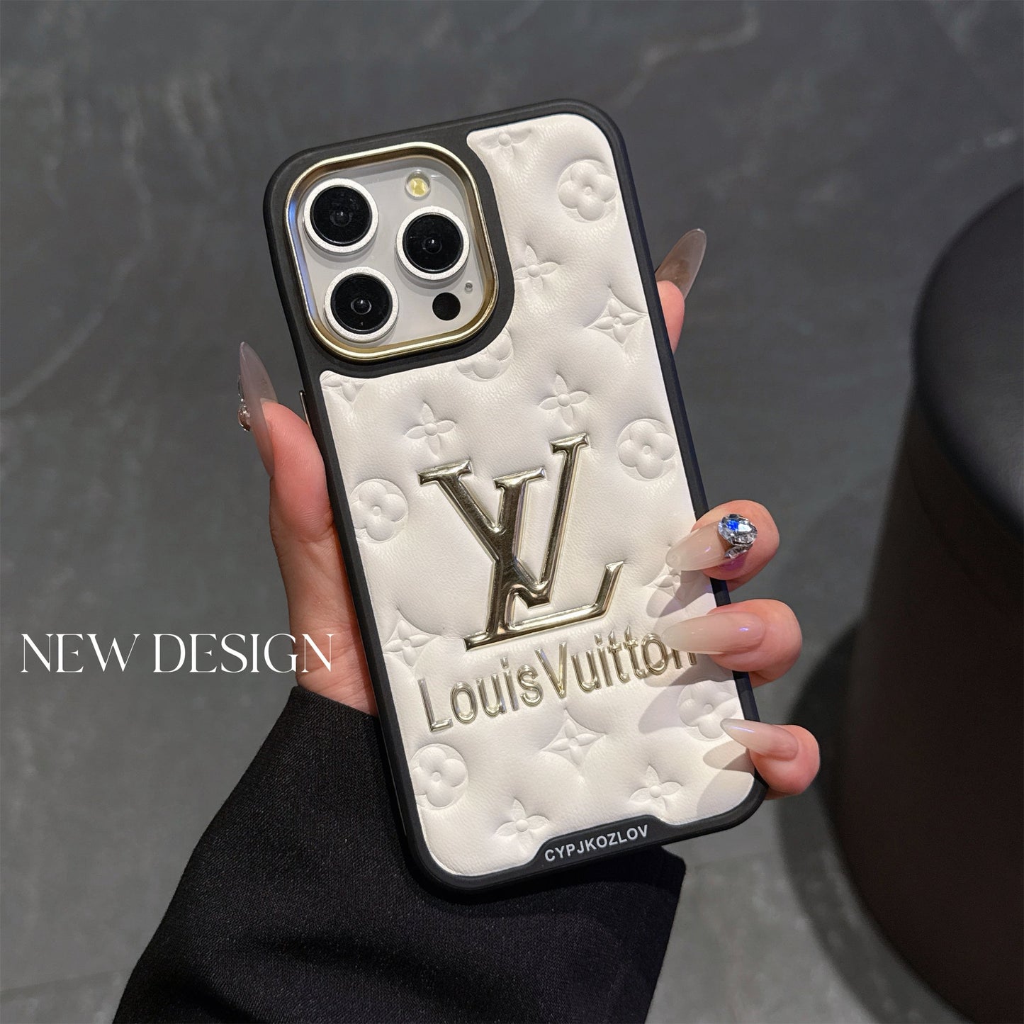 Finest Electroplated Classic Monogram Embossed Leather Apple iPhone Cases mysite