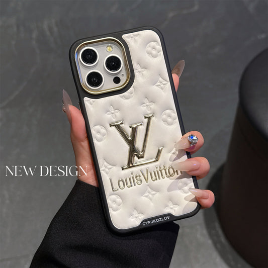Finest Electroplated Classic Monogram Embossed Leather Apple iPhone Cases mysite