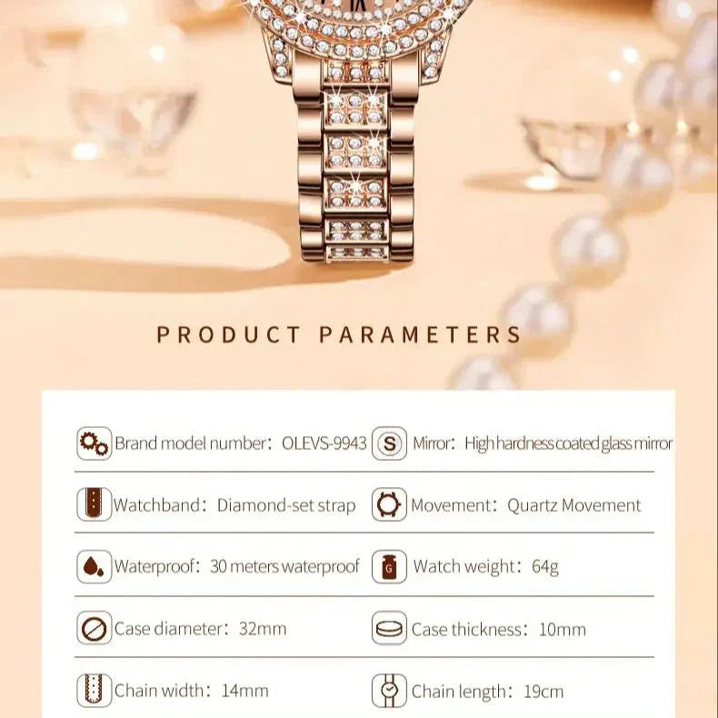 Diamond Éclat - Luxe Roman Dial Quartz Watchs-1 mysite