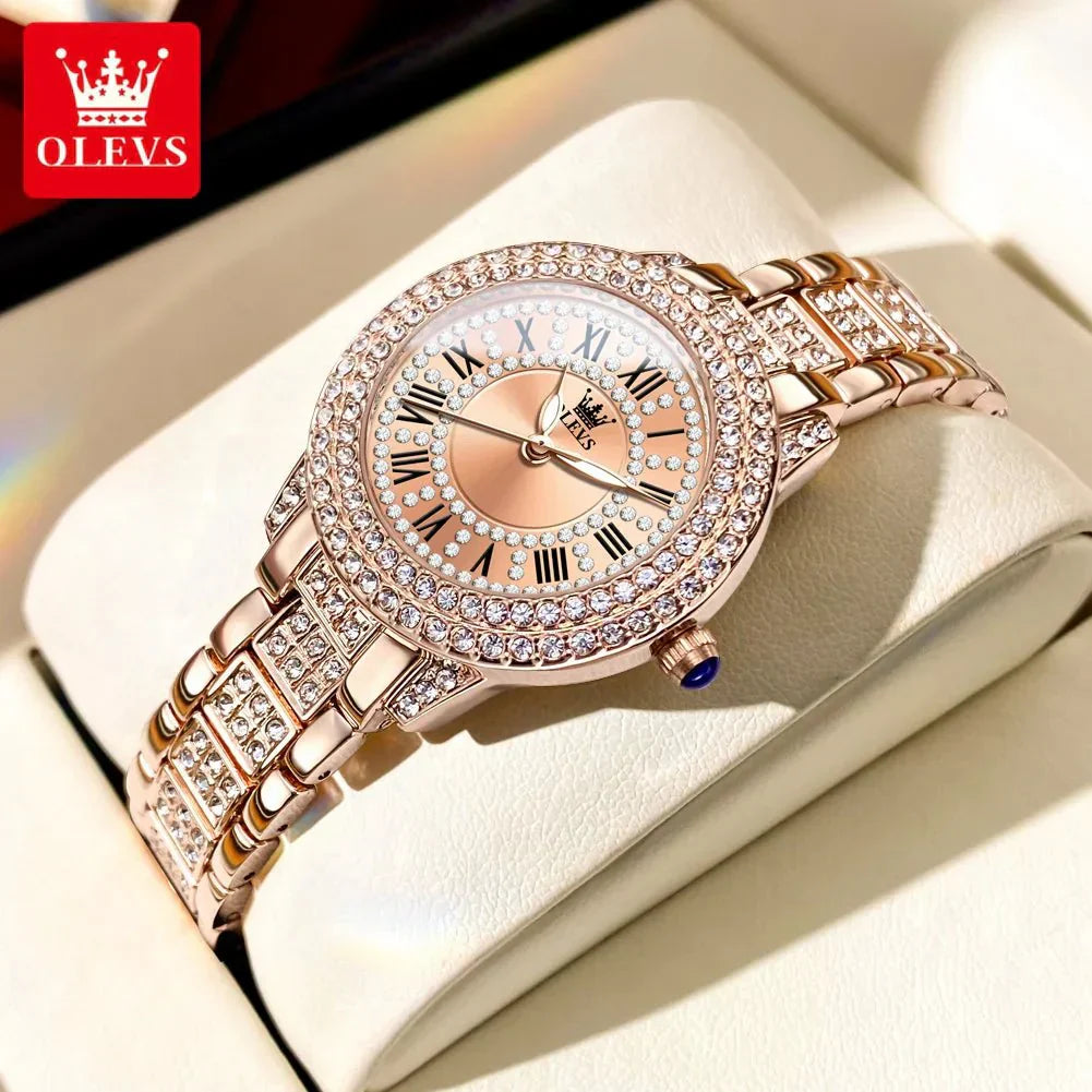 Diamond Éclat - Luxe Roman Dial Quartz Watchs-1 mysite