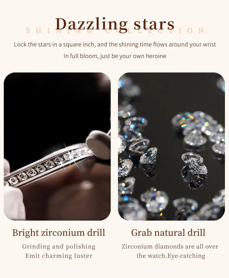 Diamond Éclat - Luxe Roman Dial Quartz Watchs-1 mysite