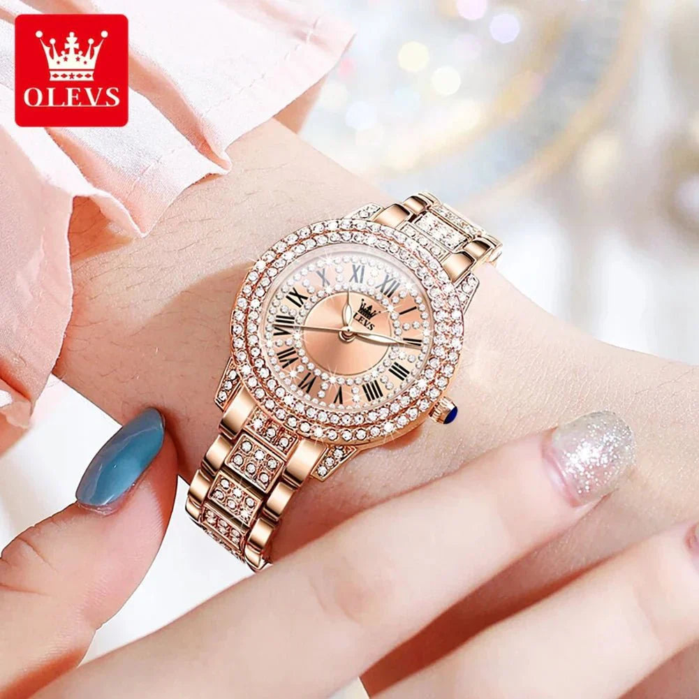 Diamond Éclat - Luxe Roman Dial Quartz Watchs-1 mysite