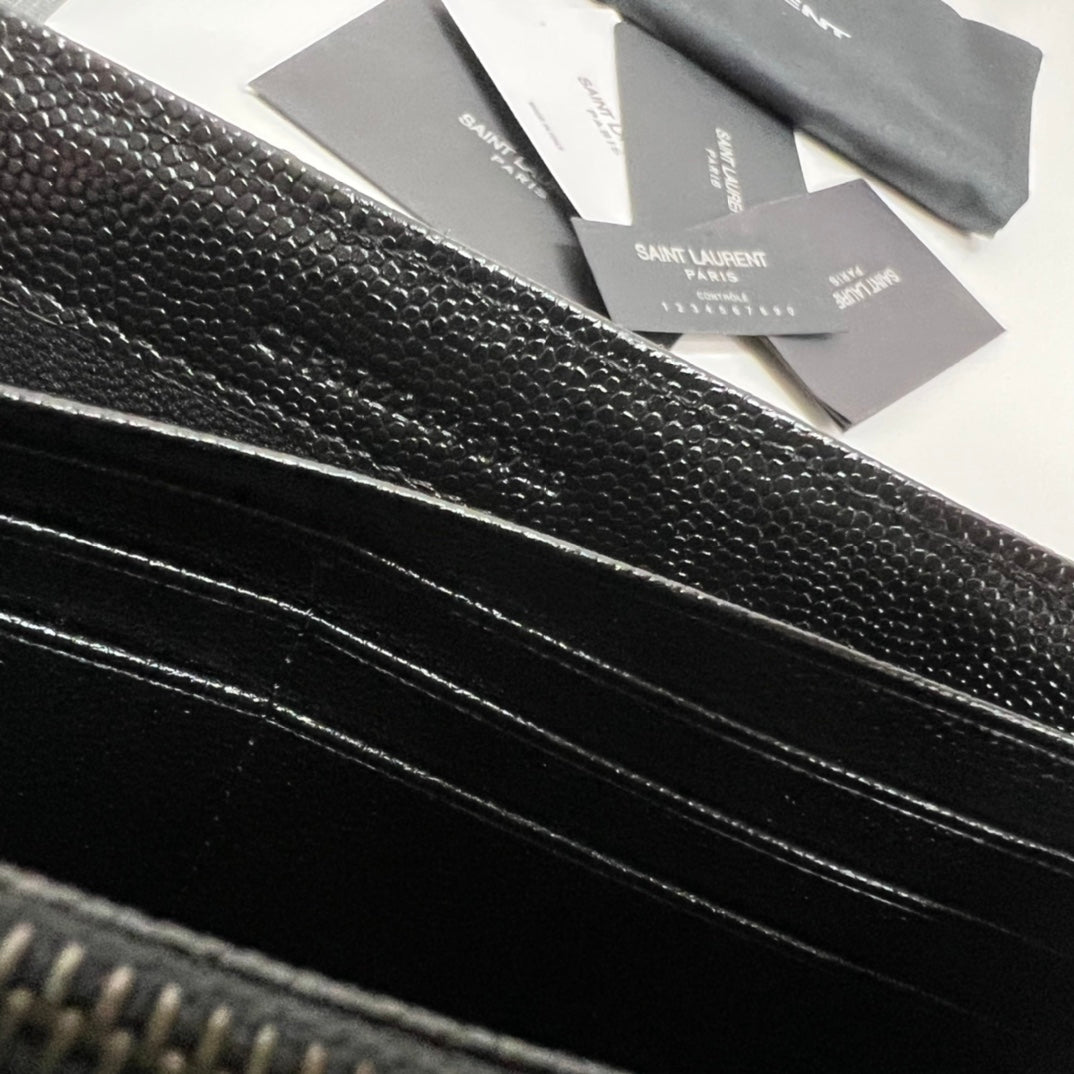 YSL Long Wallet Black Leather Black Tone 10767 19cm mysite