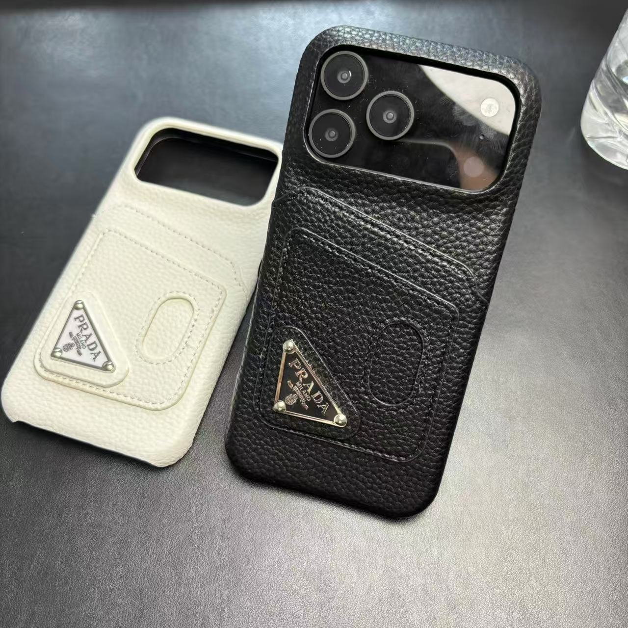 Prada Stylish Case With Card Holder For iPhone 17 / 16 / 15 / 14s mysite